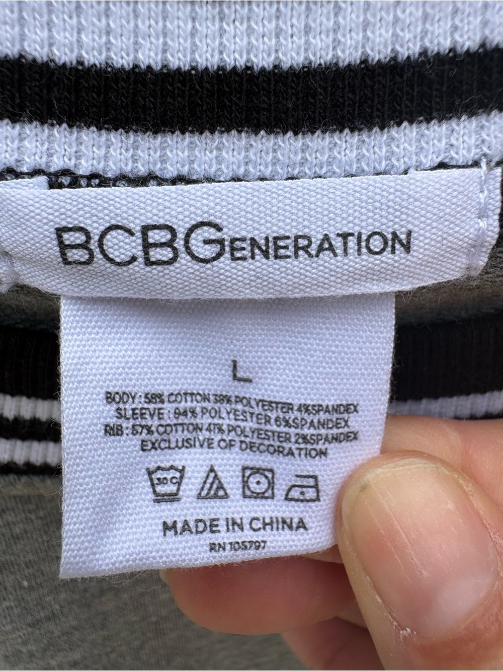 Women’s BCBGeneration Grey Crewneck Sweatshirt with Mesh Sleeves-Size L - Picture 4 of 6